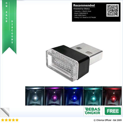 PHELENSEYE Lampu LED USB Mobil Dekorasi Interior 5V 0.034W TY203