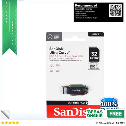 SanDisk Ultra Curve Flashdisk USB 3.2 Gen 1 SDCZ550