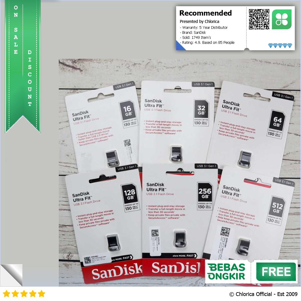 SanDisk Ultra Fit Flashdisk USB 3.1 Gen 1 SDCZ430