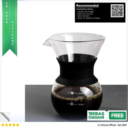 One Two Cups Coffee Server Chemex Drip Pour Over Borosilicate Glass SE111