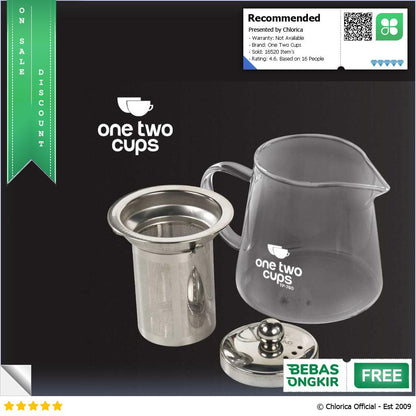 One Two Cups Teko Teh Kaca Tahan Panas dengan Saringan Glass Teapot TP 760 761