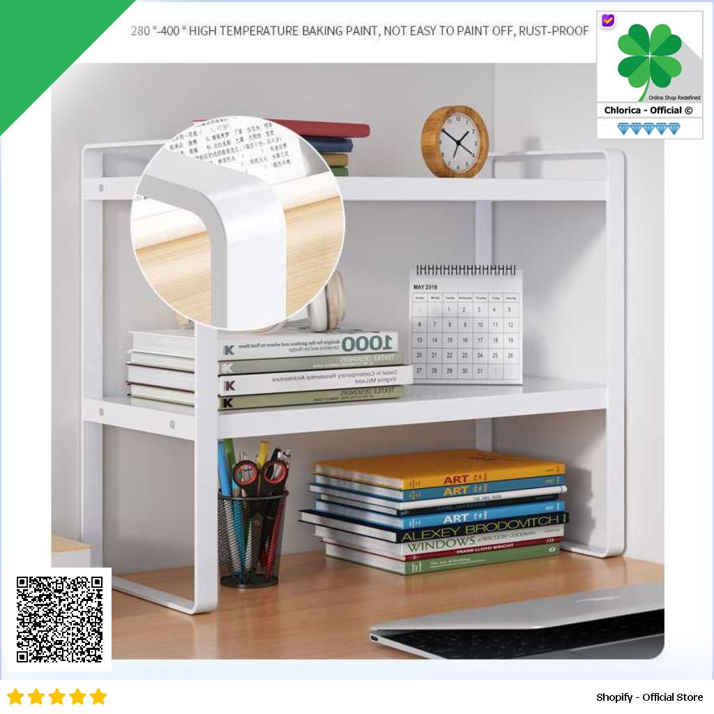 AOLIVIYA Rak Buku Minimalis DIY Table Bookshelf Organizer Double Layer AO40