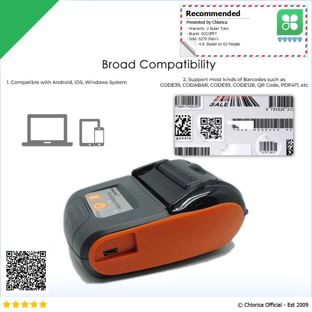 GOOJPRT Bluetooth Thermal Receipt Printer 57mm POS LITE