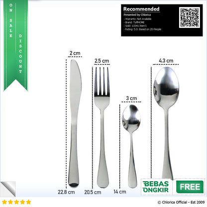 TaffHOME Set Alat Makan Perlengkapan Sendok Garpu Pisau Cutlery 24 PCS TW824