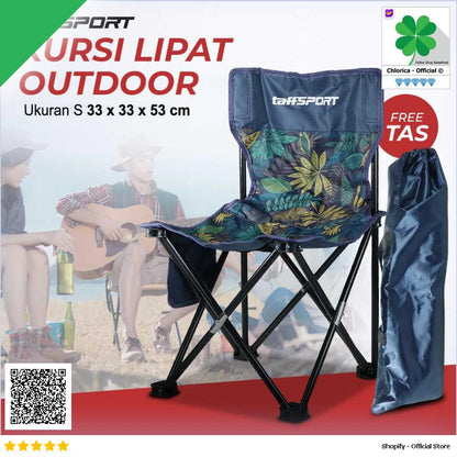 TaffSPORT Kursi Lipat Mancing Camping Foldable Chair with Pocket OL3336