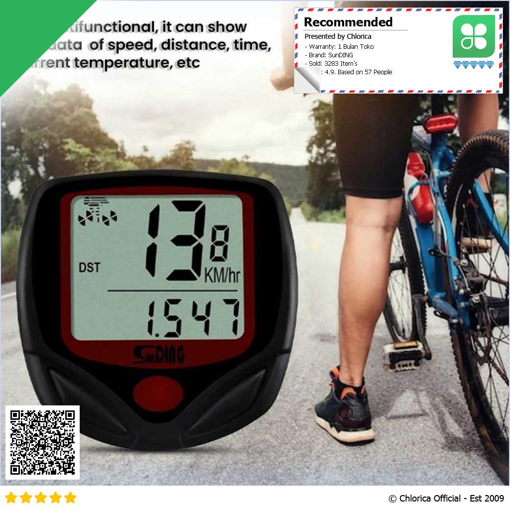 SunDING Speedometer Sepeda 15 Function LCD Display Bicycle SD 548B