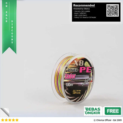 TaffSPORT Senar Benang Tali Pancing Super PE Braided Fishing Line 100M X8