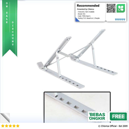 MC Laptop Stand Lipat Riser Foldable Adjustable Aluminium 6 Level N3