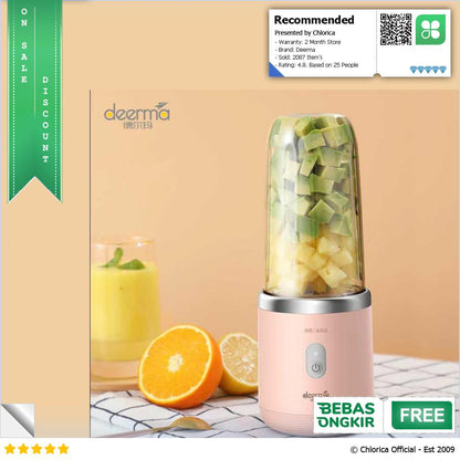 Deerma Blender Portable Buah Juicer Wireless 1500mAh 400ml DEM NU05