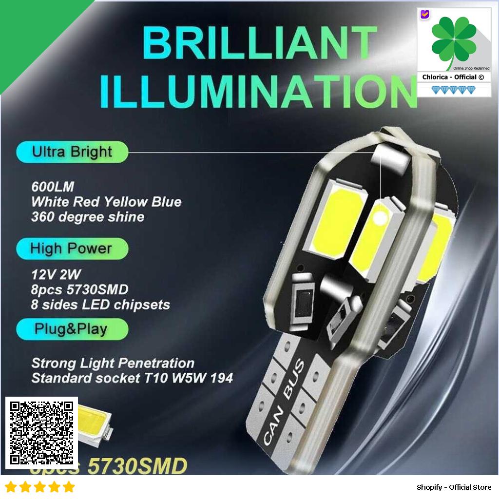 ASLENT Lampu Parkir Mobil LED Senja Canbus LED T10 W5W 12V 10 PCS 85730SMD