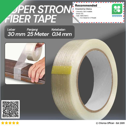 YX Lakban Super Strong Fiber Tape Isolasi Bening 25M GF25M