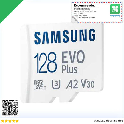 Samsung EVO Plus MicroSDXC EVO U3 V30 A2 130MB s with Adaptor