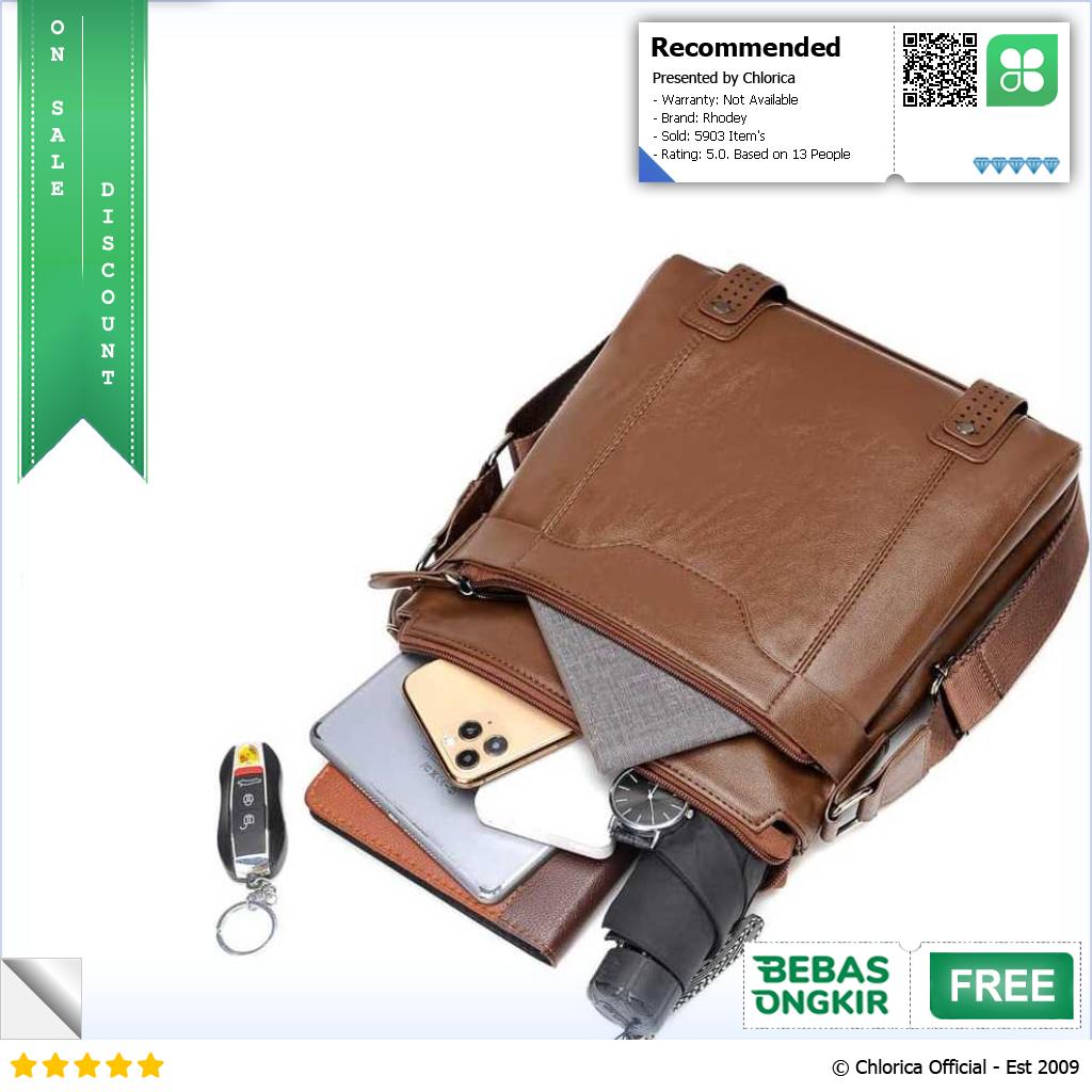 Rhodey Tas Selempang Pria Messenger Bag PU Leather dengan Dompet 15036