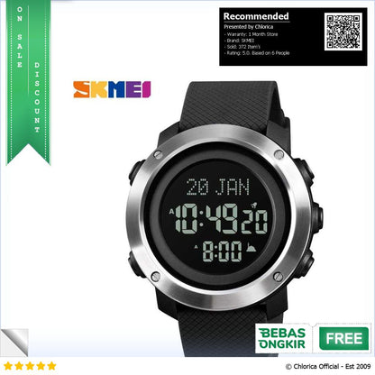 SKMEI Jam Tangan Digital Pria Penunjuk Arah Kiblat Anti Air 50M 1728