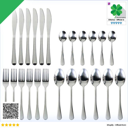 TaffHOME Set Alat Makan Perlengkapan Sendok Garpu Pisau Cutlery 24 PCS TW824