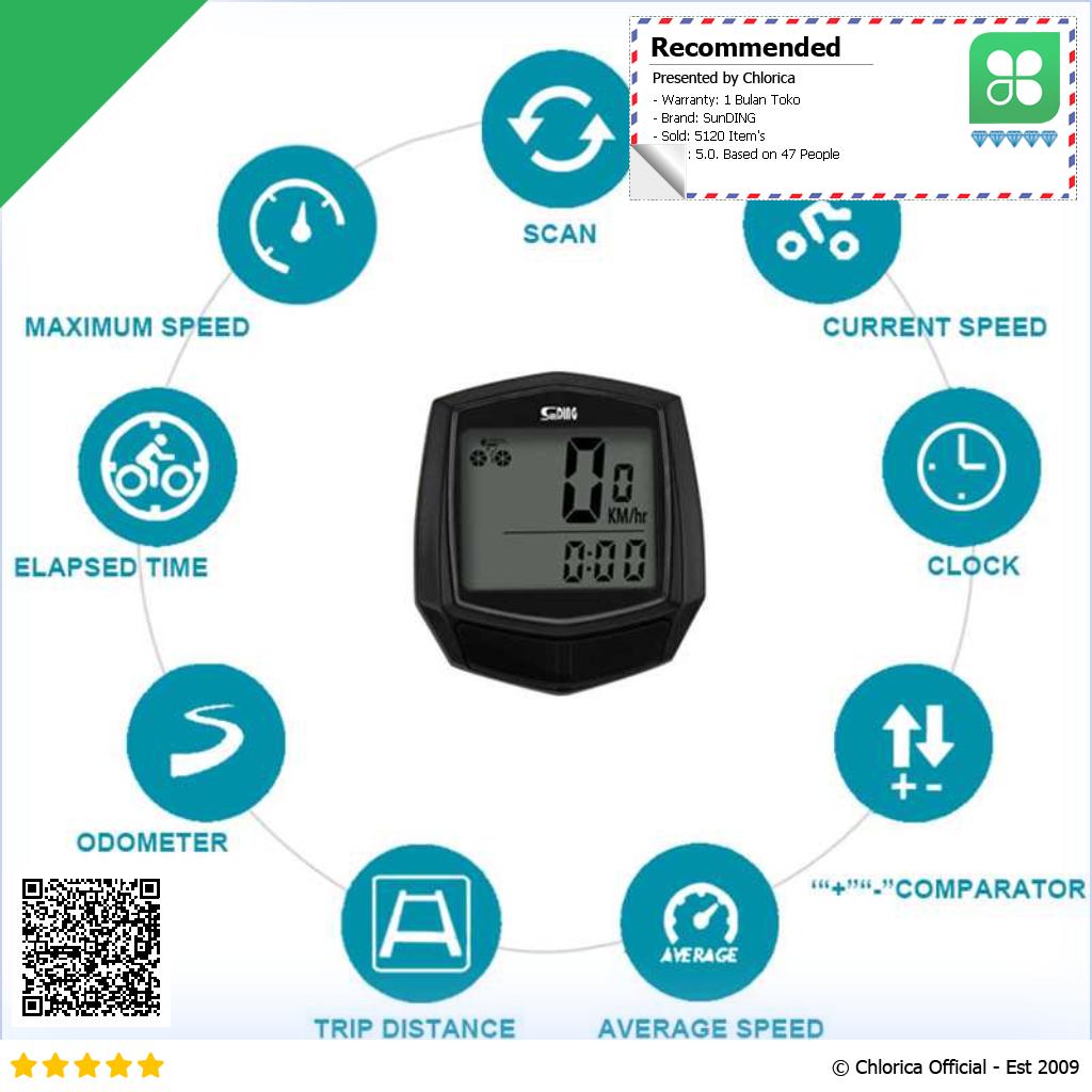 SunDING Odometer Speedometer Monitor Sepeda Waterproof SD 581