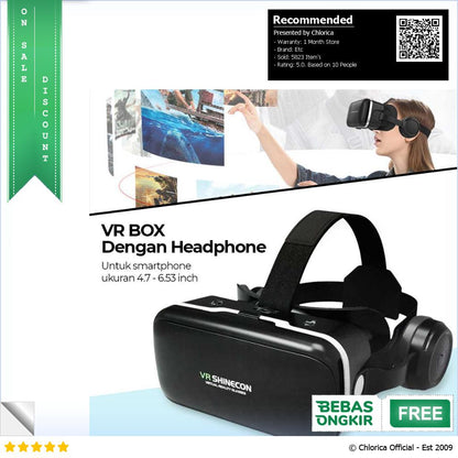 Shinecon 6.0 VR Box Virtual Reality Glasses dengan Headphone