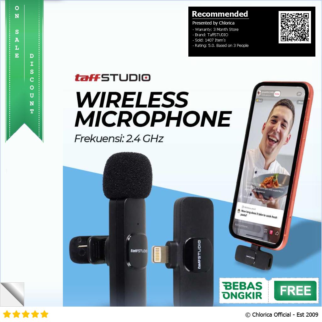 TaffSTUDIO Wireless Lavalier Lapel Microphone Vlogger Lightning 2.4GHz HO86