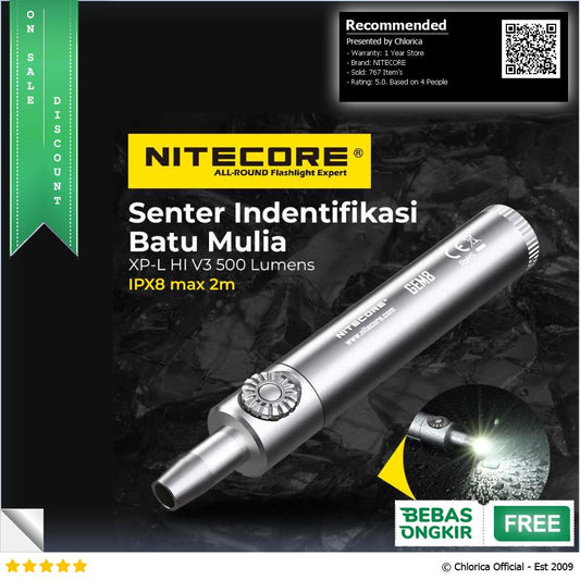 NITECORE Senter Indentifikasi Batu Mulia XP L HI V3 IPX8 500 Lumens GEM8