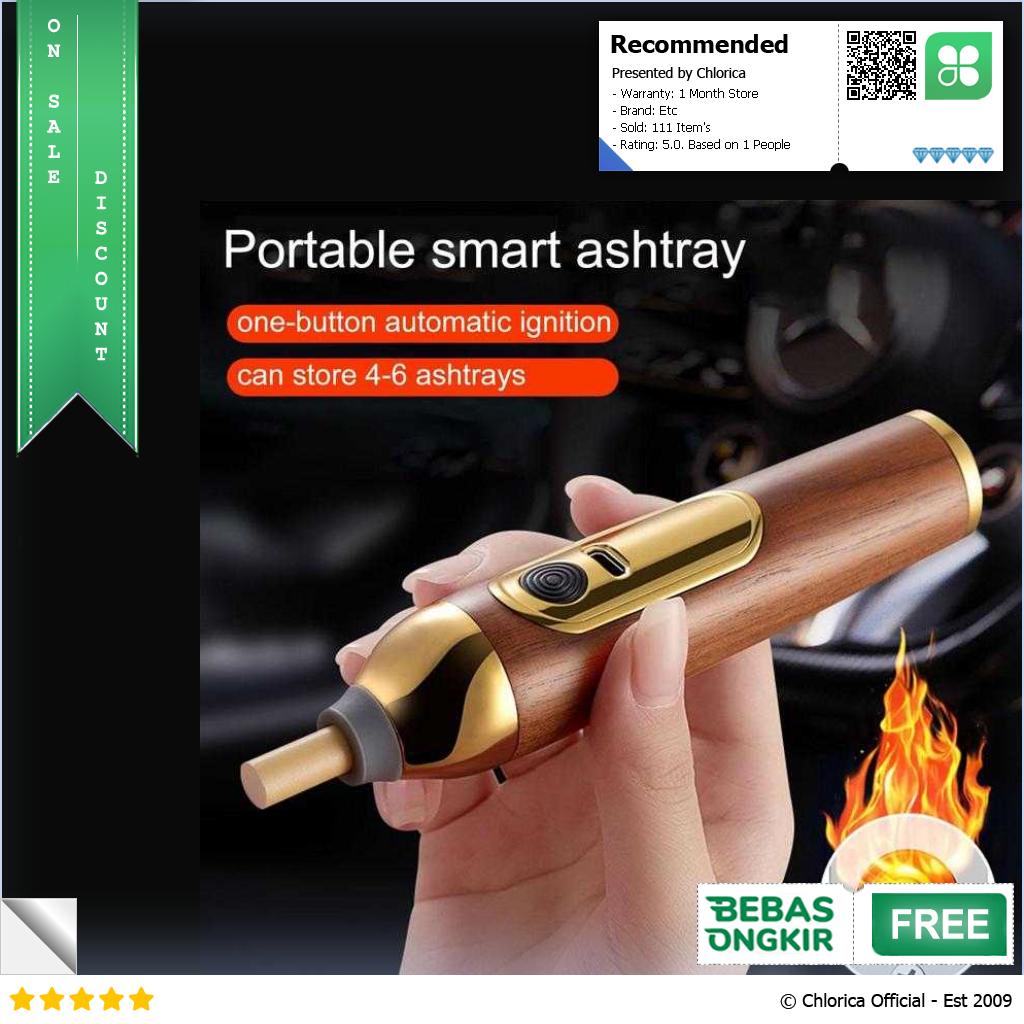 CARFUN Asbak Rokok Portable Pipe Smoking Rechargeable with Lighter CR65