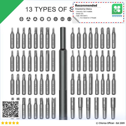 Quk Obeng Set Mobile Phone Repair Kit Magnetic Bits 63 in 1 Quk63