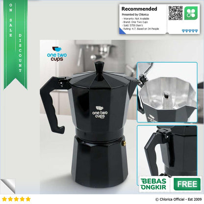 One Two Cups Teko Kopi Moka Pot Espresso Coffee Maker Stovetop Filter MX001