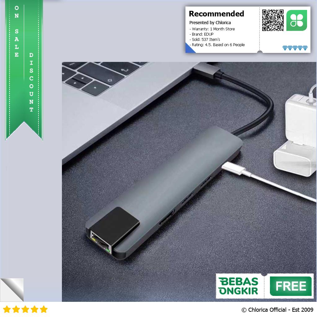 EDUP USB Type C Hub 5 in 1 LAN HDMI Pass Through Charging YC 206