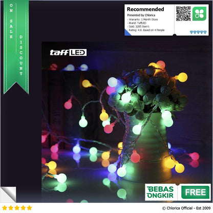 TaffLED Lampu Hias String Lights Waterproof 80 LED 4W 10M Model Ball YJT80L