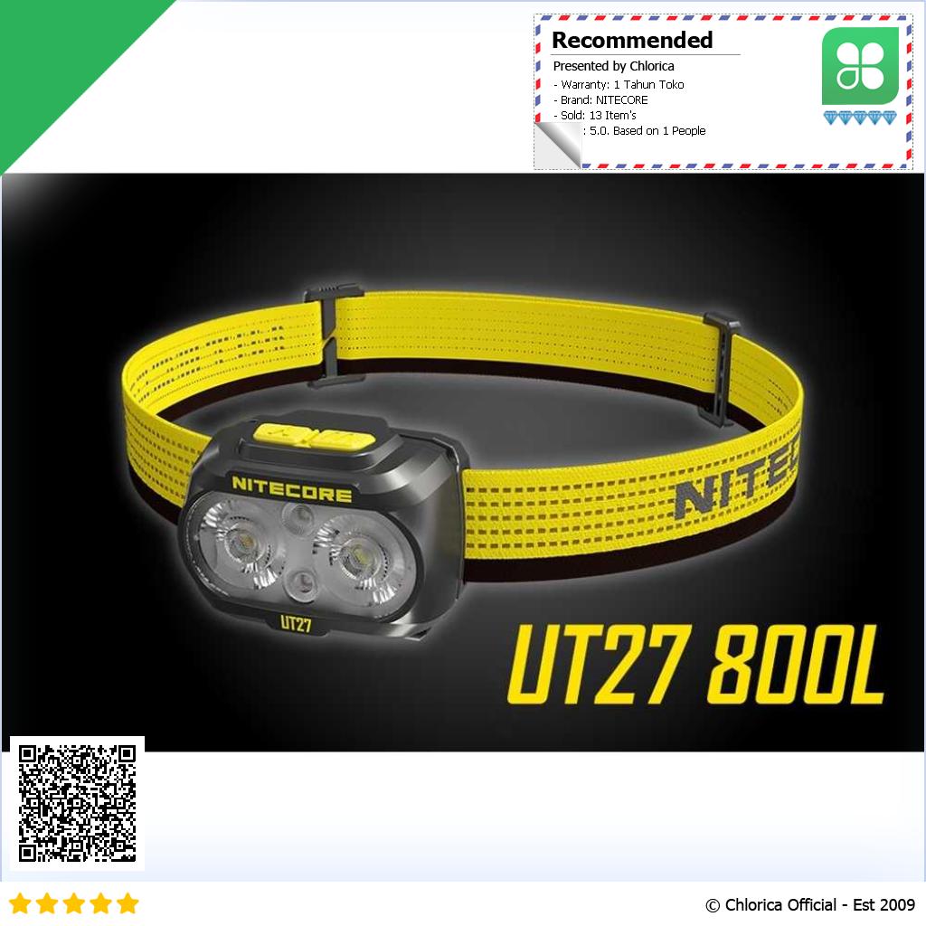 NITECORE Headlamp LED Senter Kepala Triple Light IP66 800 Lumens UT27 Pro