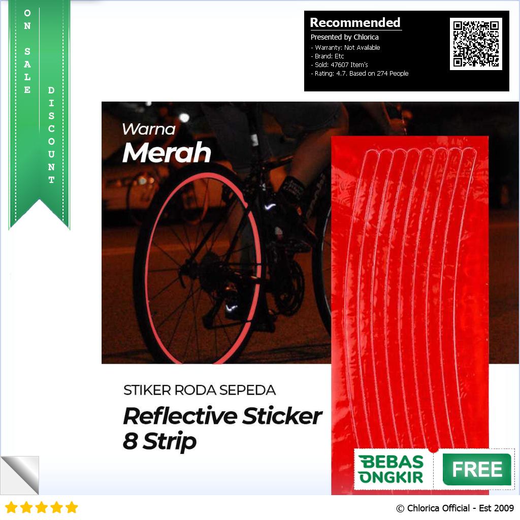 Stiker Roda Sepeda Bicycle Wheel Reflective Sticker 8 Strip A 0001