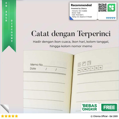 Toddi Notebook Buku Jurnal Catatan Diary Cover Kulit A5 JSK25