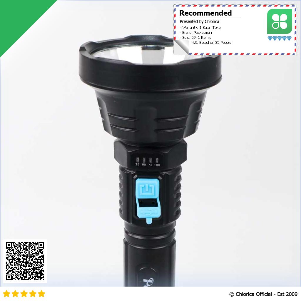 Pocketman Senter LED Waterproof USB Cree XPE 500 Lumens L 826