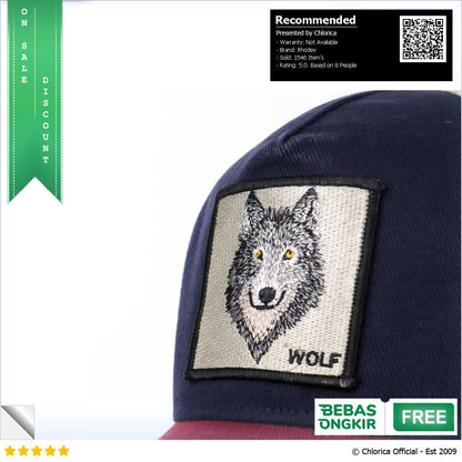 Rhodey Topi Trucker Unisex Jaring Mesh Hat Wolf Patch DH YK