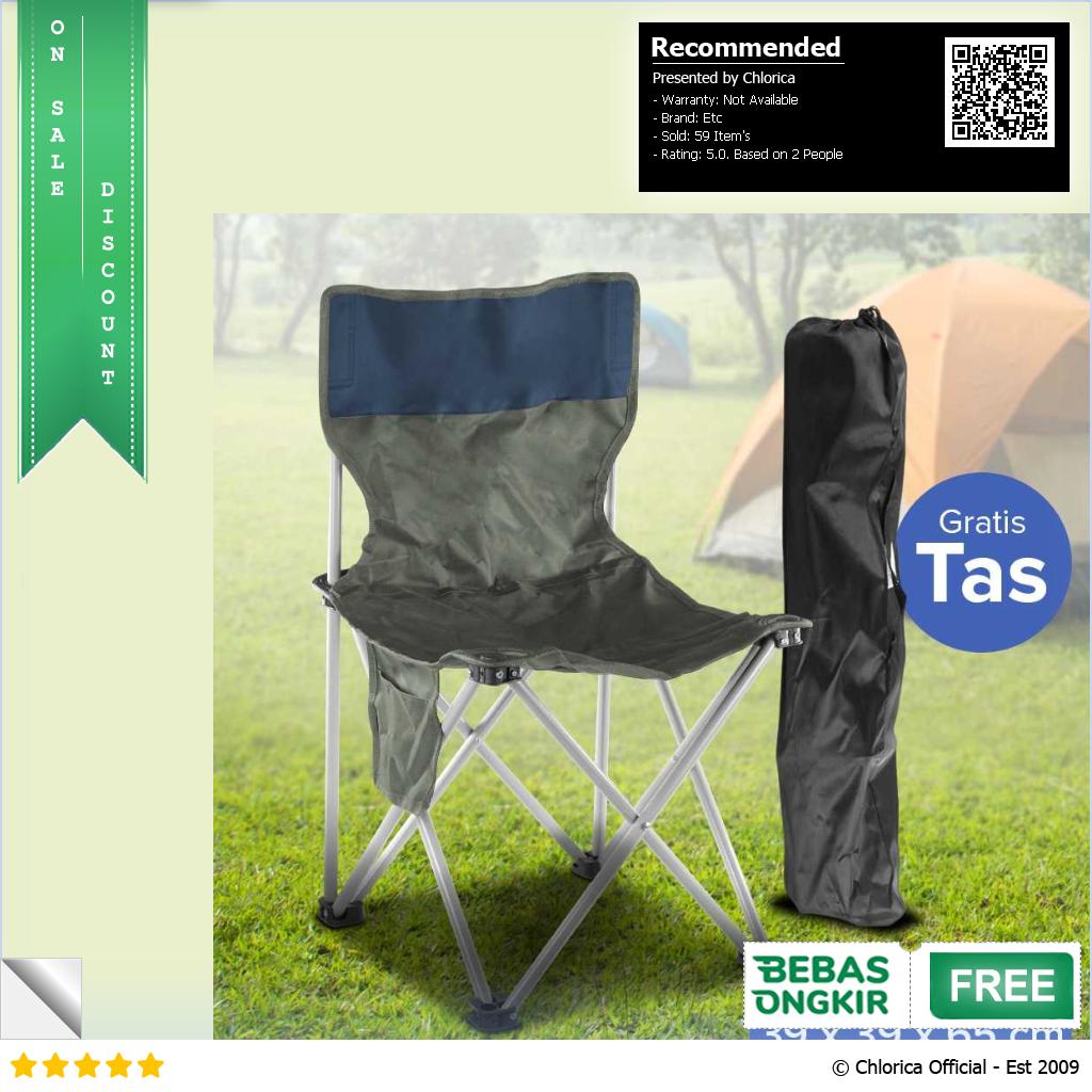 LAKIKA Kursi Lipat Outdoor Mancing Camping Foldable Chair with Pocket LK4