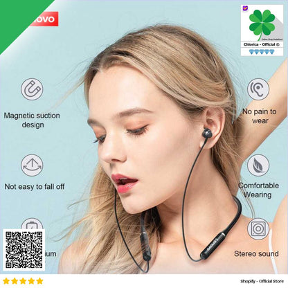 Lenovo Earphone Neckband Bluetooth 5.0 Noise Cancelling IPX5 HE05