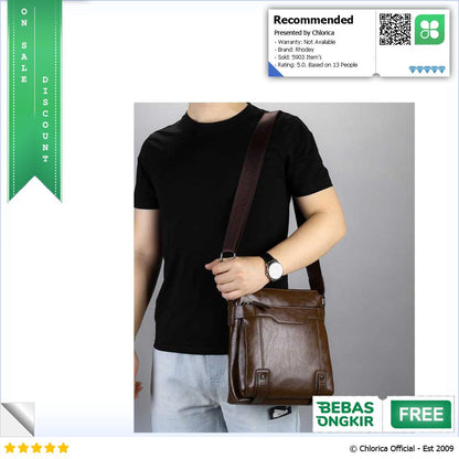 Rhodey Tas Selempang Pria Messenger Bag PU Leather dengan Dompet 15036