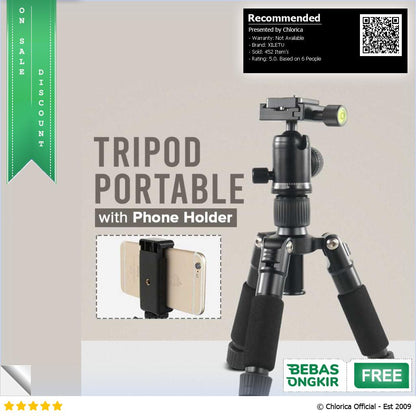 XILETU Tripod Mini Kamera Portable 4 Section 54cm with Holder FM5S MINI