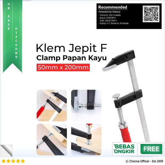 WORKPRO Klem F Clamp Jepit Papan Kayu Heavy Duty Woodworking DEC04