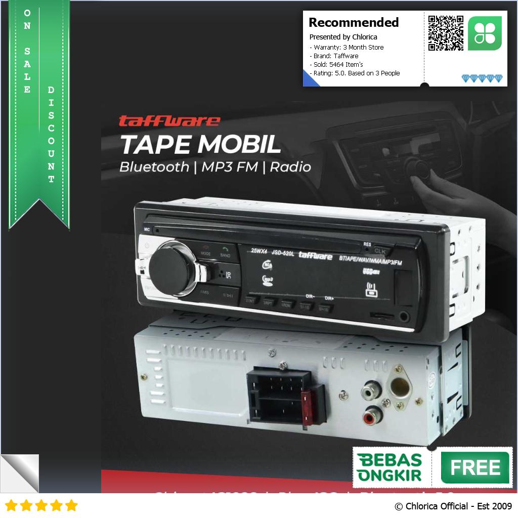 Taffware Tape Mobil Audio Multifungsi Bluetooth MP3 FM Radio JSD 520L