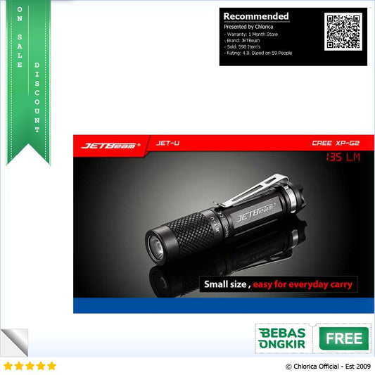 JETBeam Senter LED Tiny Flashlight CREE XP G2 135 Lumens JET U