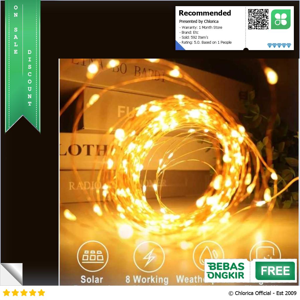 OKAL Lampu Hias Tumblr String Lights 50 LED 7M with Solar Panel OKLED7