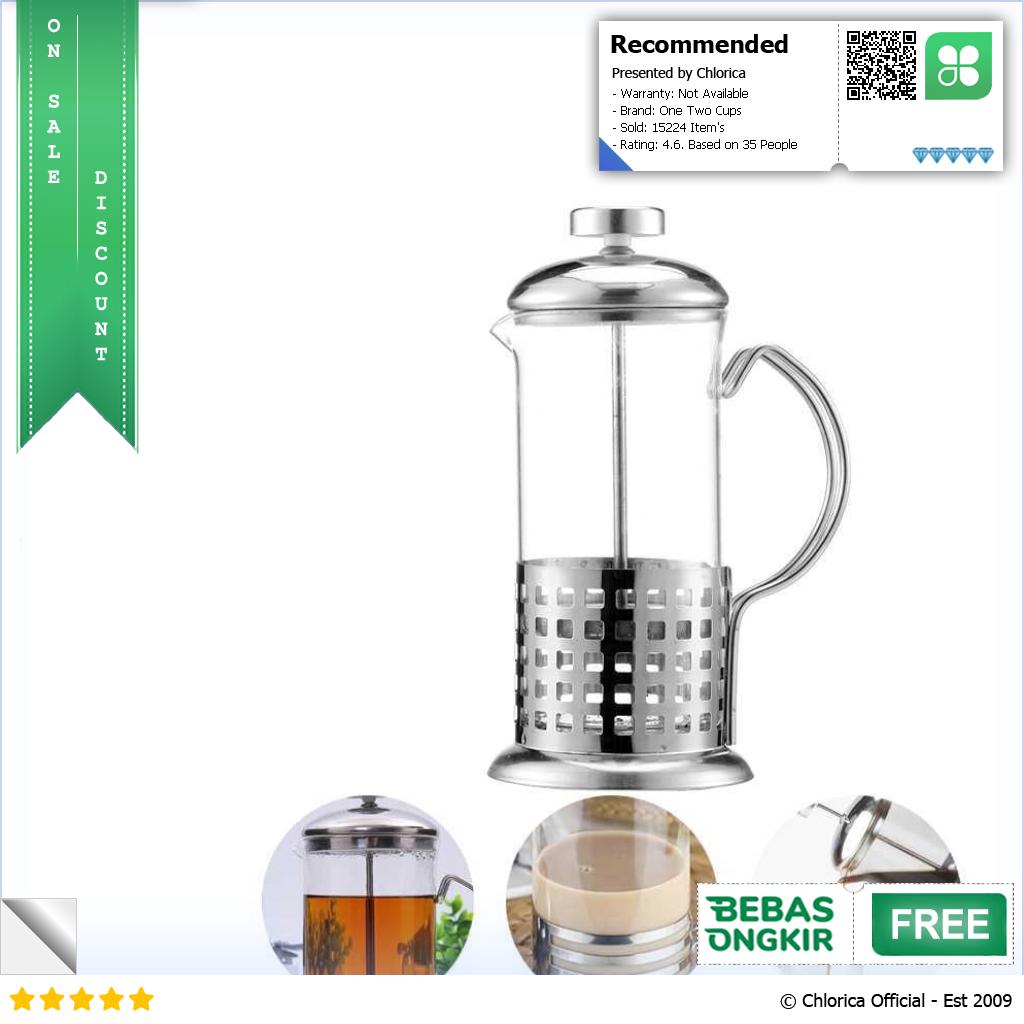 One Two Cups Teko Kopi French Press Coffee Maker Pot 350ml KG72I