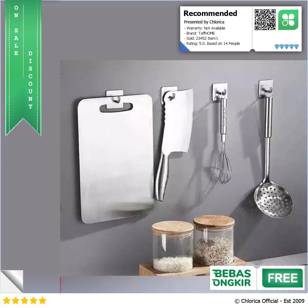 TaffHOME Gantungan Dinding Adhesive Wall Hook Stainless Steel Z12