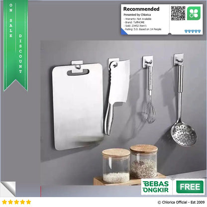 TaffHOME Gantungan Dinding Adhesive Wall Hook Stainless Steel Z12