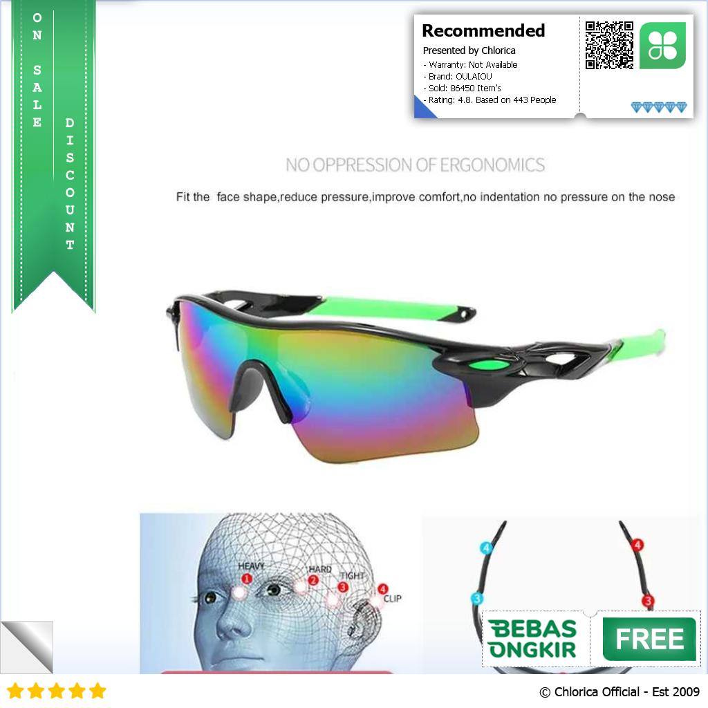 OULAIOU Kacamata Sepeda Lensa Mercury Cycling Sunglasses 9181