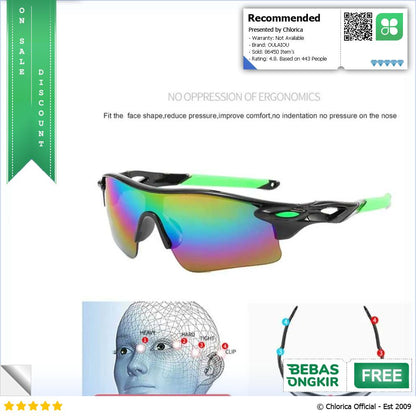 OULAIOU Kacamata Sepeda Lensa Mercury Cycling Sunglasses 9181