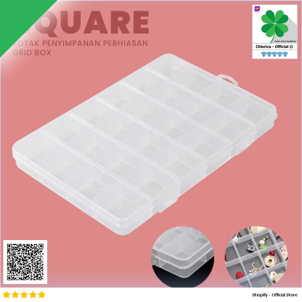 SQUARE Kotak Penyimpanan Perhiasan Grid Box Multifunction Organizer J13 J24