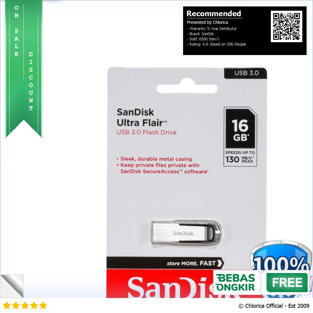 SanDisk Ultra Flair Flashdisk USB 3.0 SDCZ73