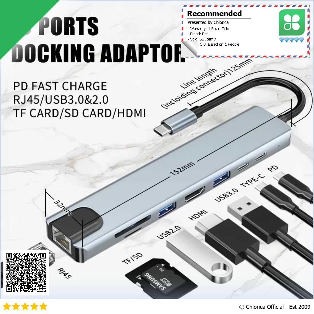 AMMTO USB Hub Type C 8 in 1 RJ45 HDMI 4K Display Fast Charge Adaptor K1