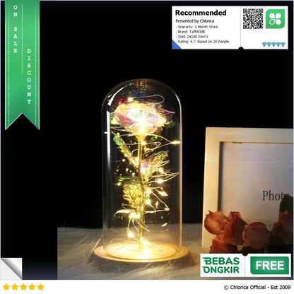 TaffHOME Lampu Meja Hias LED Mawar Beauty and The Beast Warm White AC01